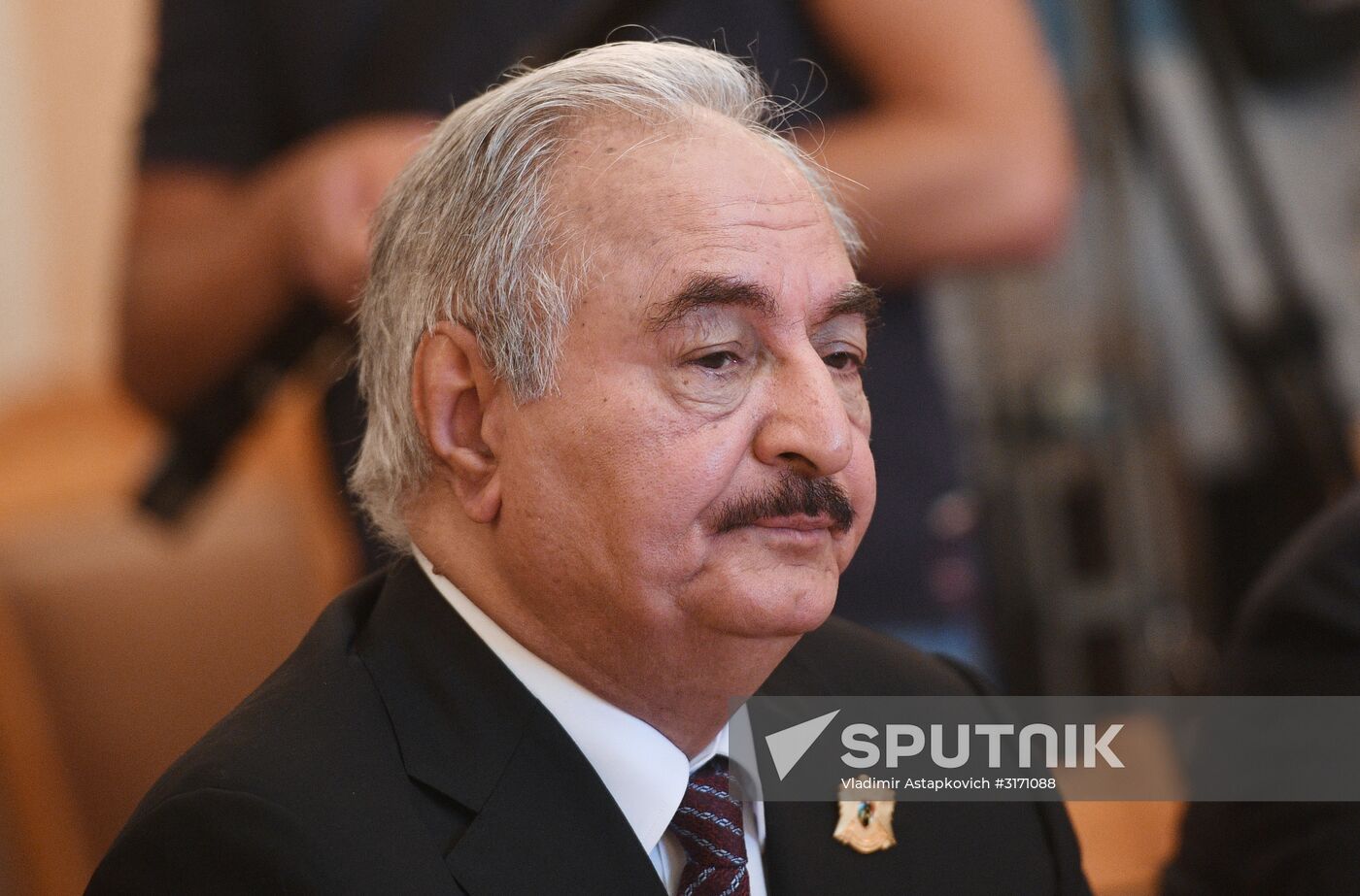 Russian Foreign Minister Sergei Lavrov meets with Libyan National Army Commander Khalifa Haftar