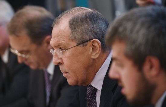 Russian Foreign Minister Sergei Lavrov meets with Libyan National Army Commander Khalifa Haftar