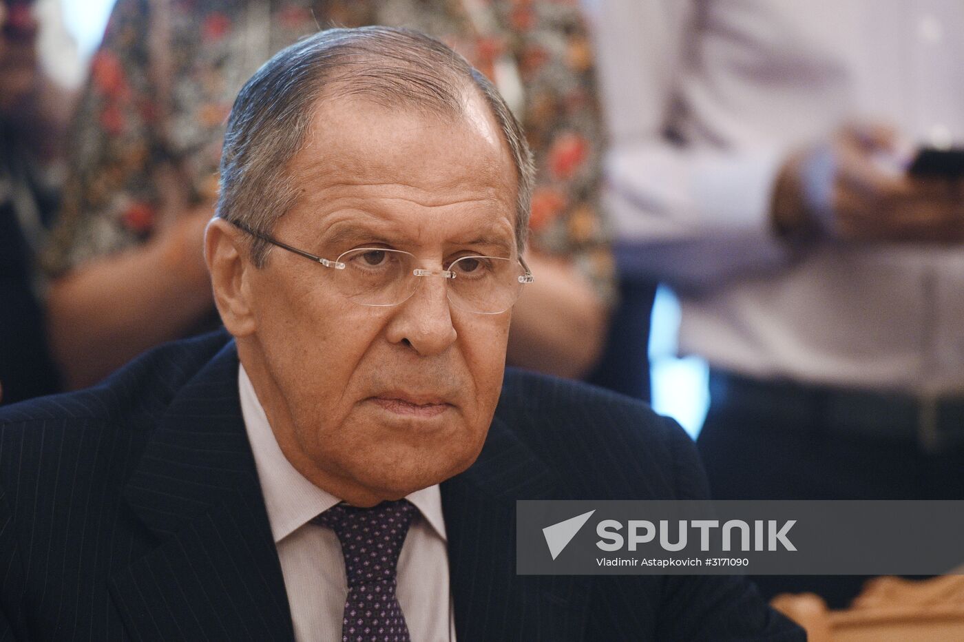 Russian Foreign Minister Sergei Lavrov meets with Libyan National Army Commander Khalifa Haftar