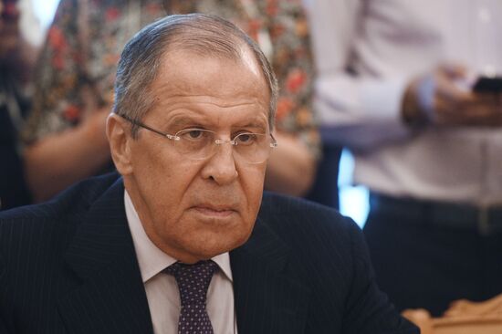 Russian Foreign Minister Sergei Lavrov meets with Libyan National Army Commander Khalifa Haftar