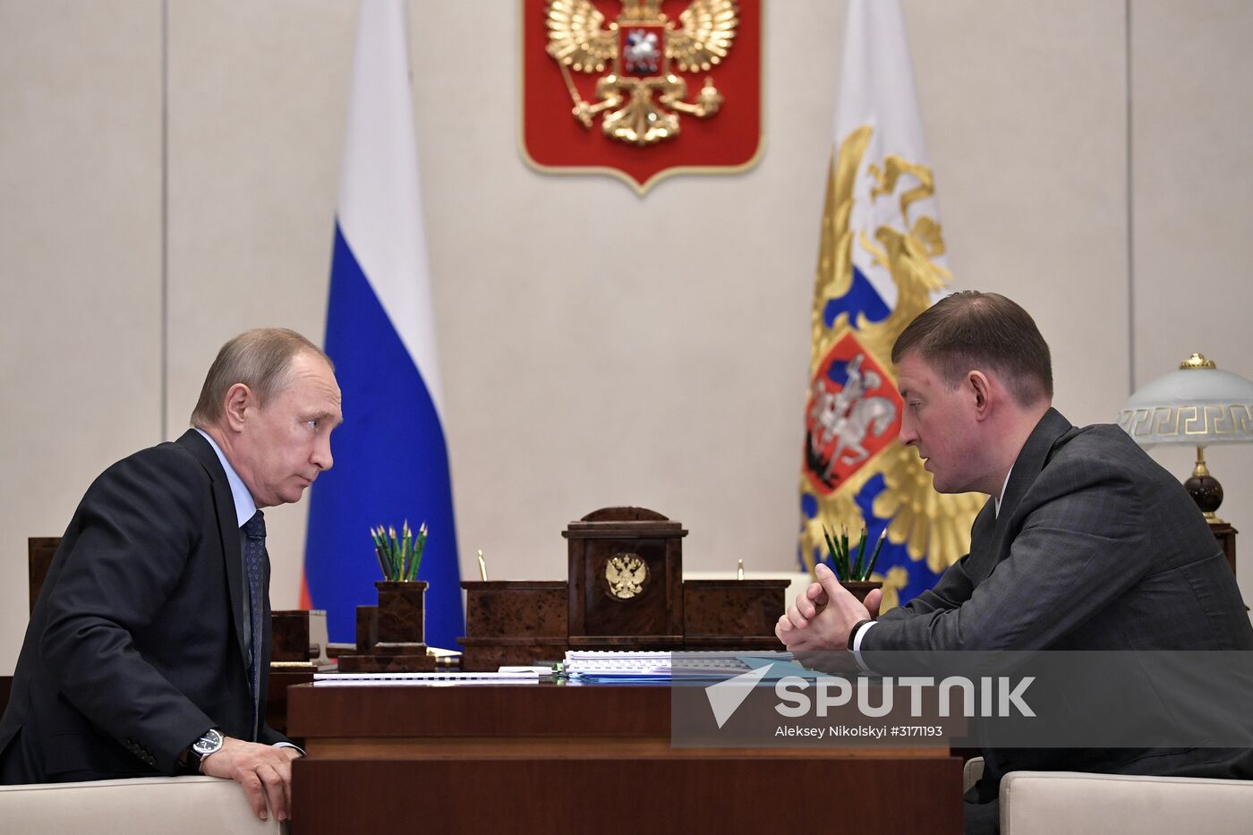 President Vladimir Putin meets with Pskov Region Governor Andrei Turchak