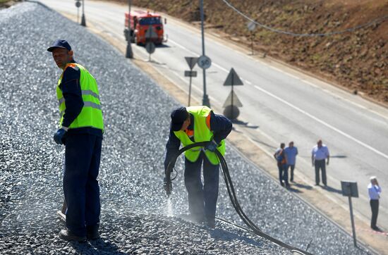 Slope protection works on Kiyevskoye Highway