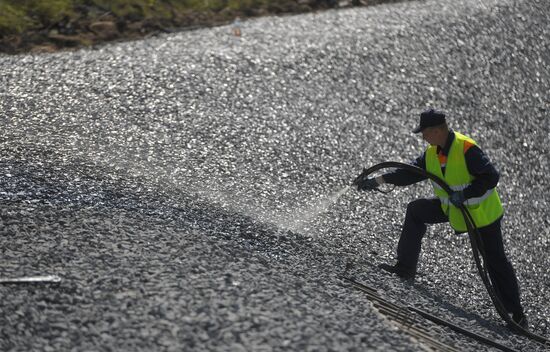 Slope protection works on Kiyevskoye Highway