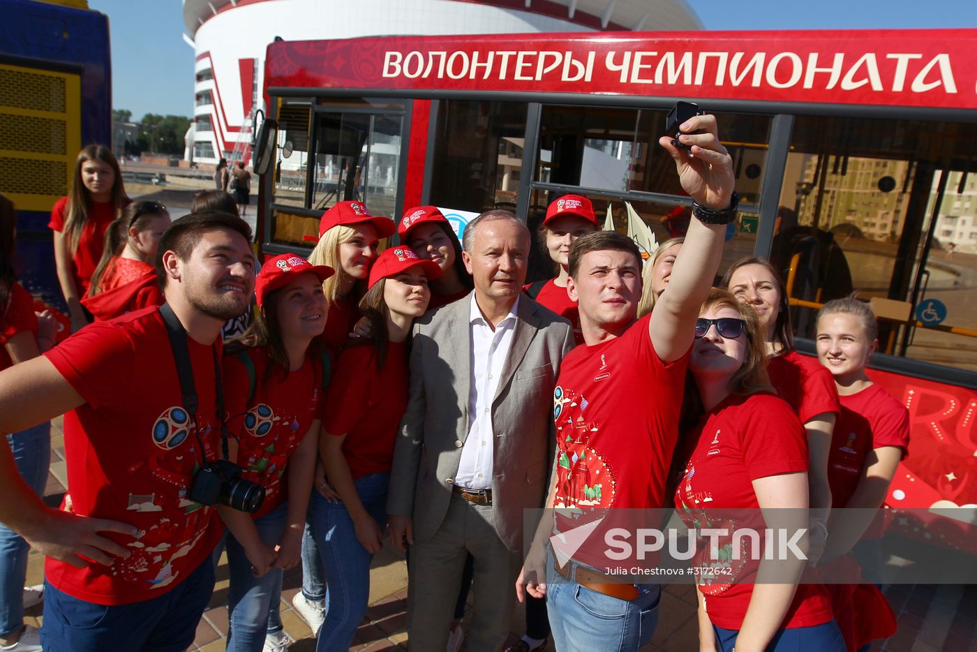 Presentation of buses marked with 2018 FIFA World Cup symbols in Saransk