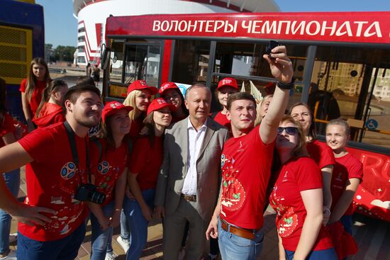 Presentation of buses marked with 2018 FIFA World Cup symbols in Saransk