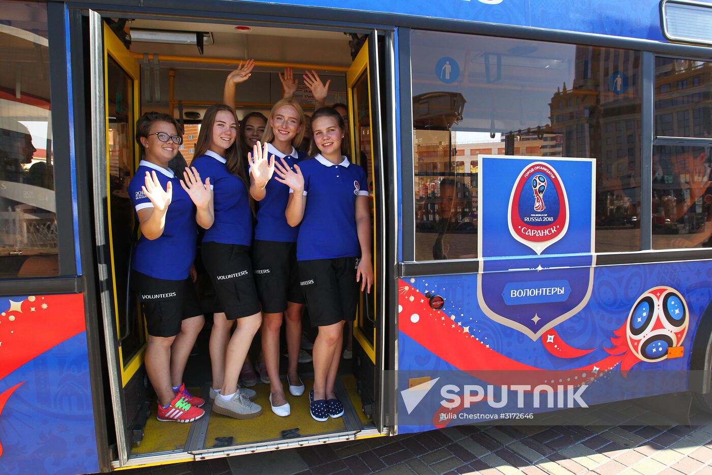 Presentation of buses marked with 2018 FIFA World Cup symbols in Saransk