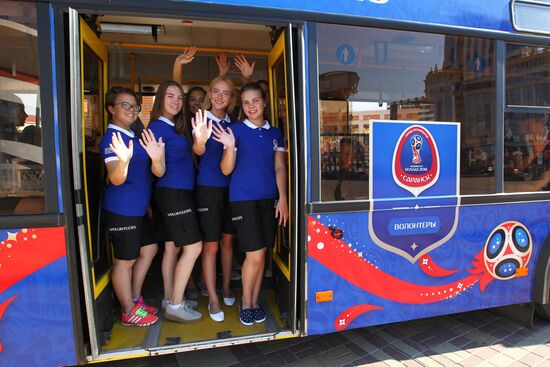 Presentation of buses marked with 2018 FIFA World Cup symbols in Saransk