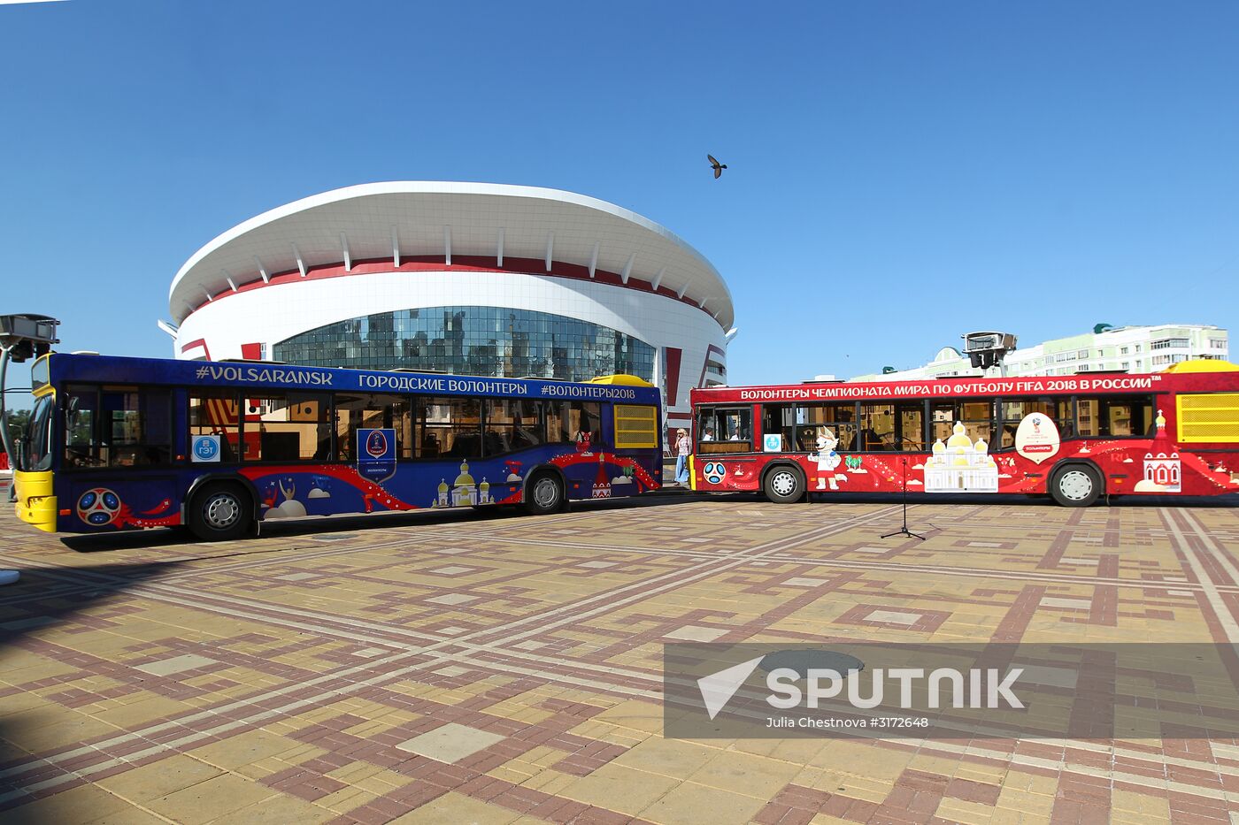 Presentation of buses marked with 2018 FIFA World Cup symbols in Saransk