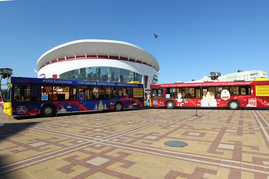 Presentation of buses marked with 2018 FIFA World Cup symbols in Saransk