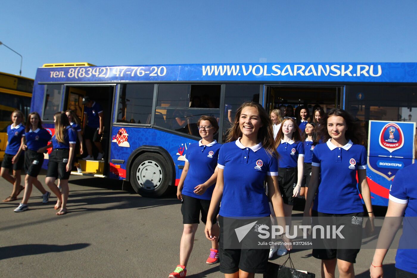 Presentation of buses marked with 2018 FIFA World Cup symbols in Saransk