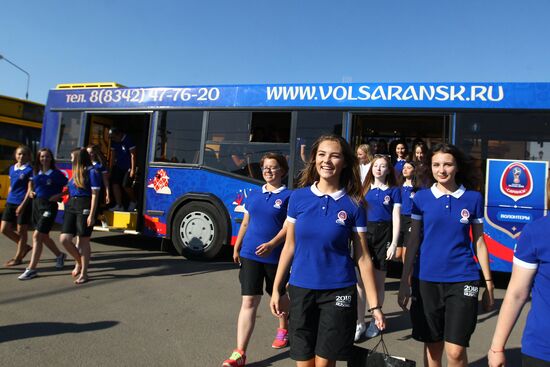 Presentation of buses marked with 2018 FIFA World Cup symbols in Saransk