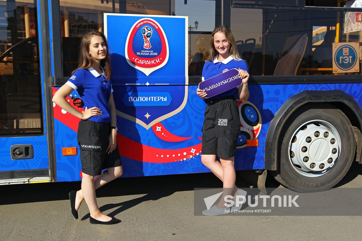 Presentation of buses marked with 2018 FIFA World Cup symbols in Saransk
