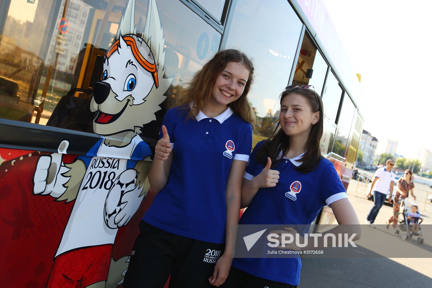 Presentation of buses marked with 2018 FIFA World Cup symbols in Saransk