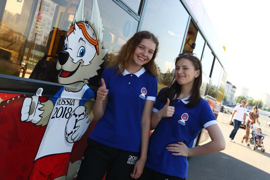 Presentation of buses marked with 2018 FIFA World Cup symbols in Saransk