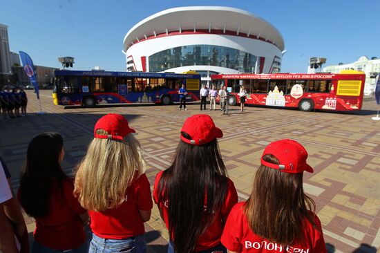 Presentation of buses marked with 2018 FIFA World Cup symbols in Saransk