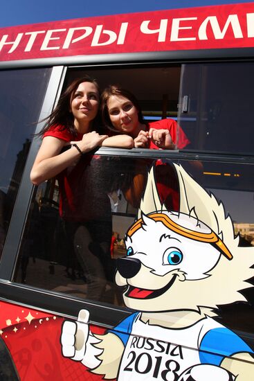 Presentation of buses marked with 2018 FIFA World Cup symbols in Saransk