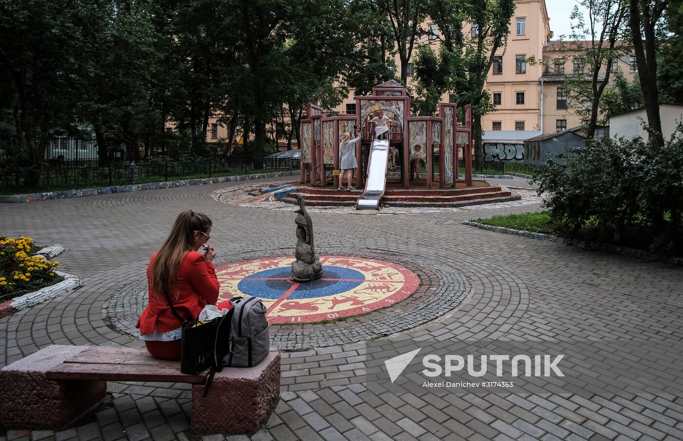 Mosaic Courtyard on Fontanka River Embankment in St. Petersburg