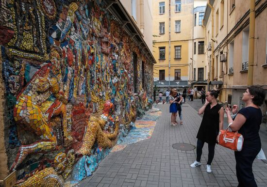 Mosaic Courtyard on Fontanka River Embankment in St. Petersburg