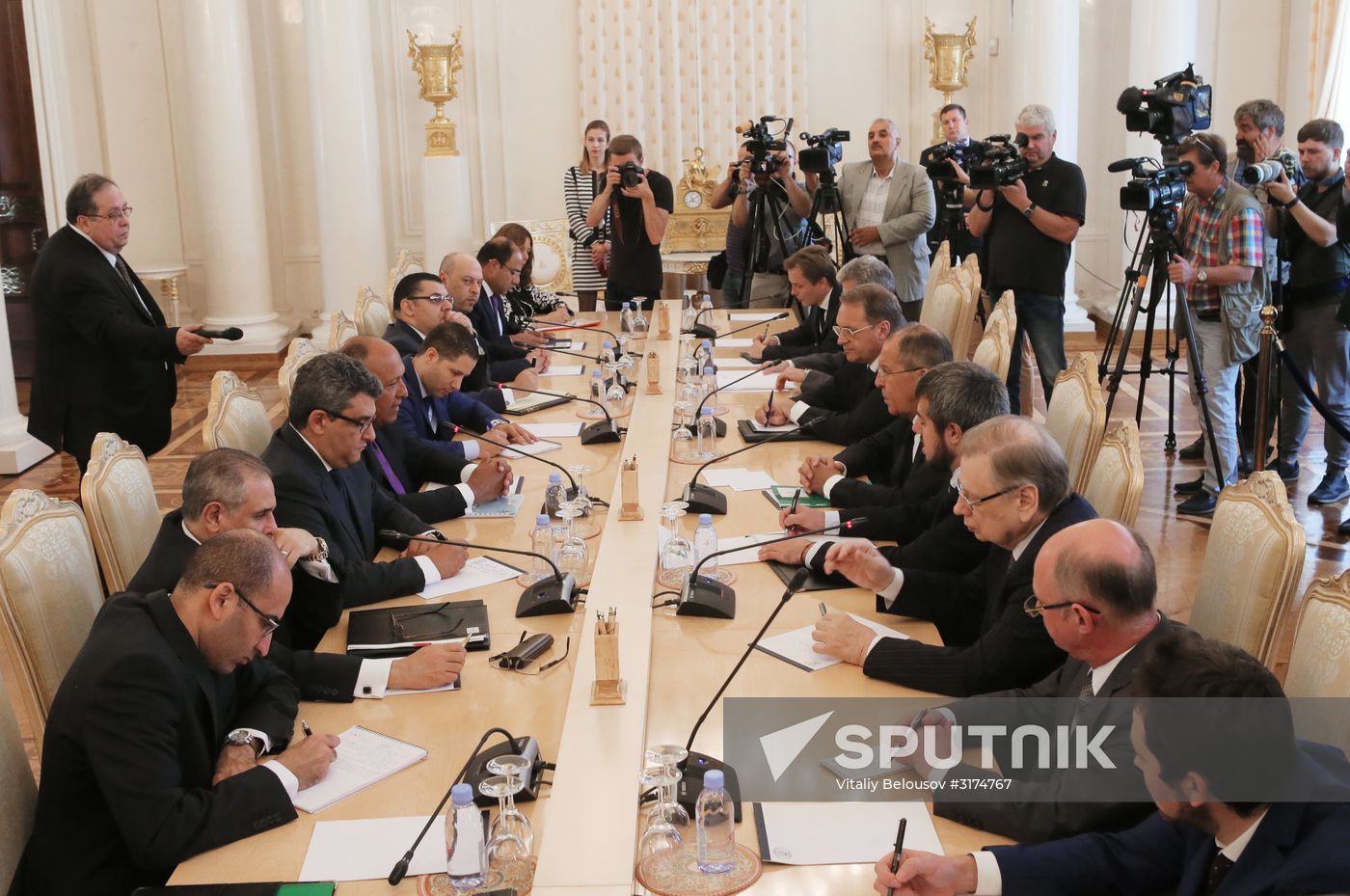 Russian Foreign Minister Sergei Lavrov meets with Egyptian Foreign Minister Sameh Shoukry