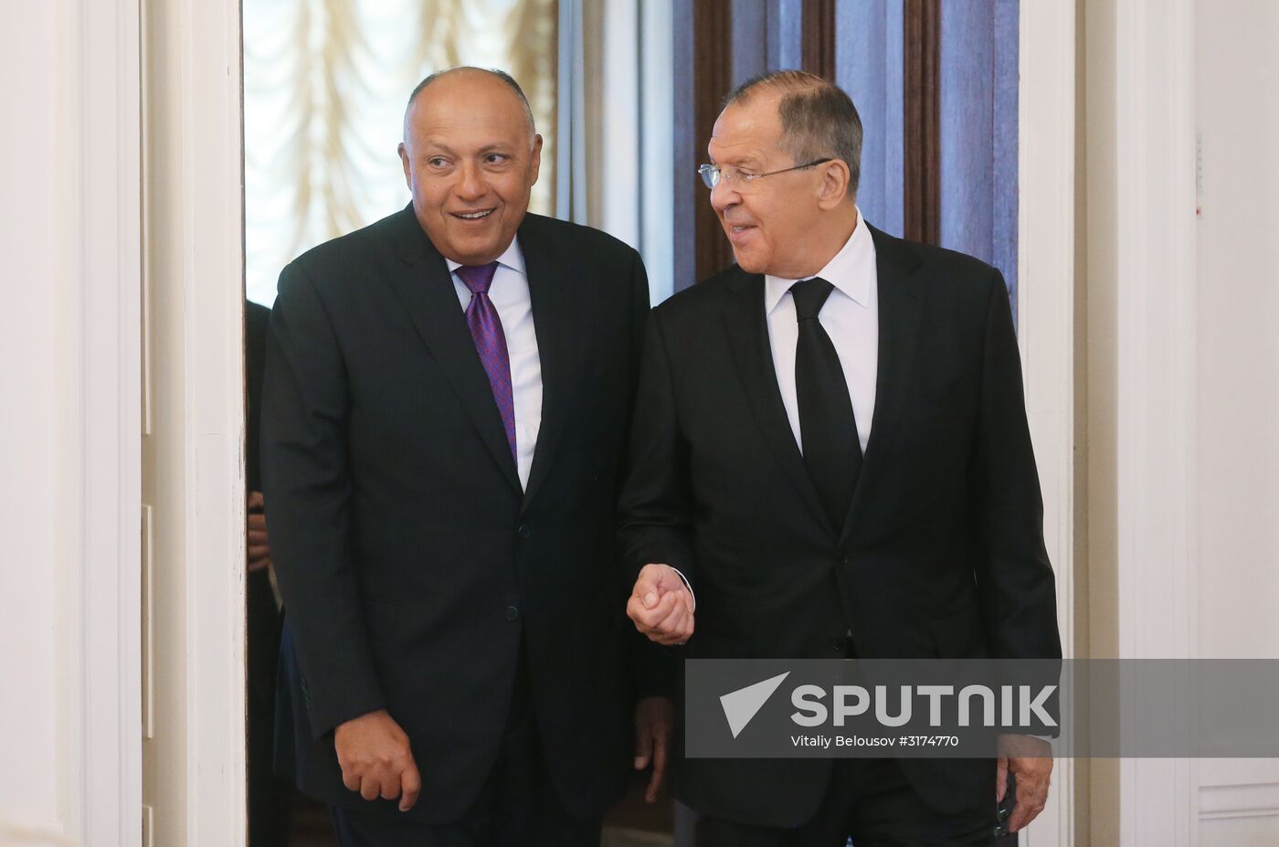 Russian Foreign Minister Sergei Lavrov meets with Egyptian Foreign Minister Sameh Shoukry