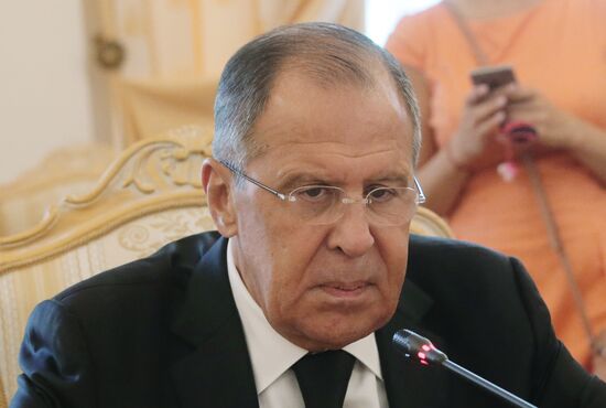 Russian Foreign Minister Sergei Lavrov meets with Egyptian Foreign Minister Sameh Shoukry