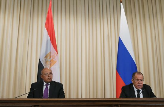 Russian Foreign Minister Sergei Lavrov meets with Egyptian Foreign Minister Sameh Shoukry