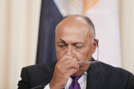 Russian Foreign Minister Sergei Lavrov meets with Egyptian Foreign Minister Sameh Shoukry