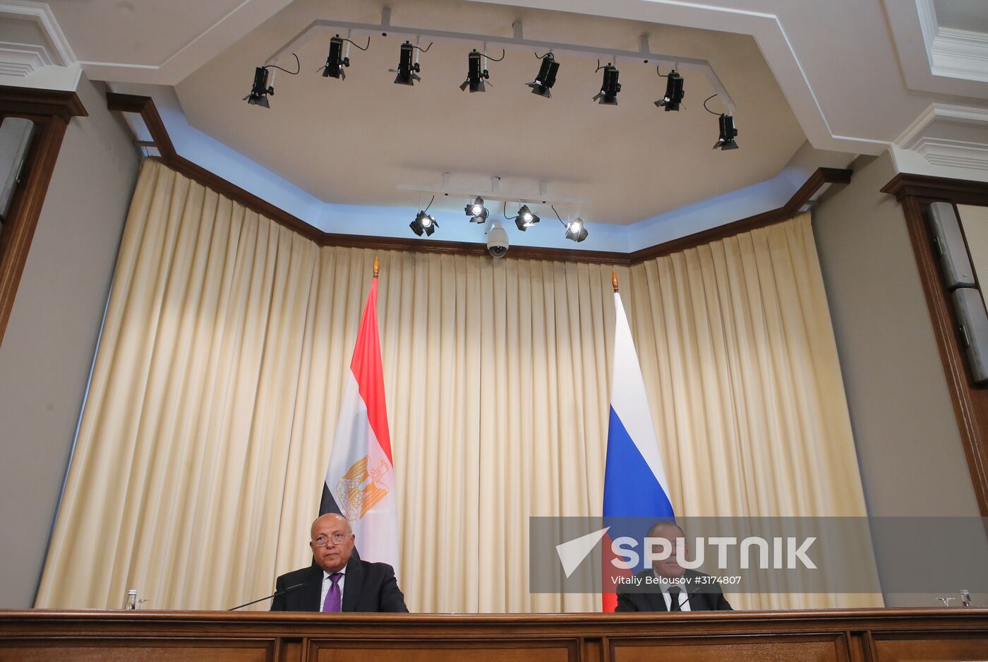 Russian Foreign Minister Sergei Lavrov meets with Egyptian Foreign Minister Sameh Shoukry