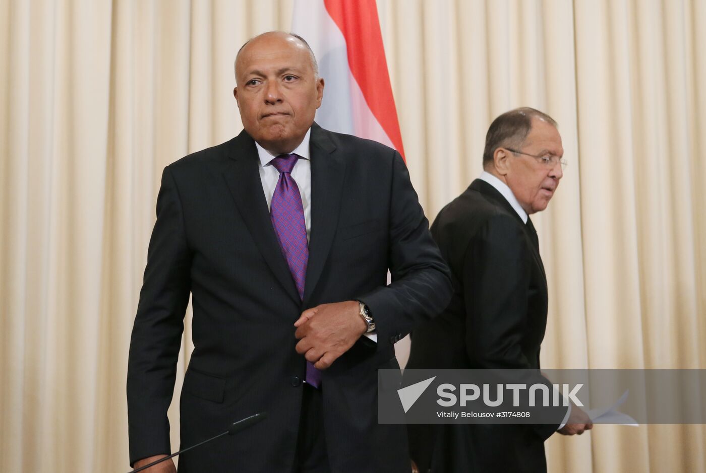 Russian Foreign Minister Sergei Lavrov meets with Egyptian Foreign Minister Sameh Shoukry