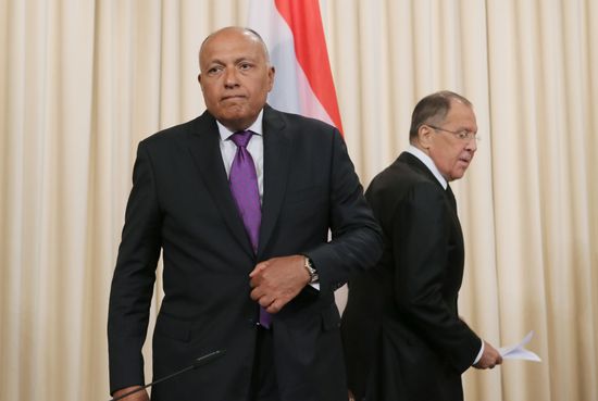 Russian Foreign Minister Sergei Lavrov meets with Egyptian Foreign Minister Sameh Shoukry