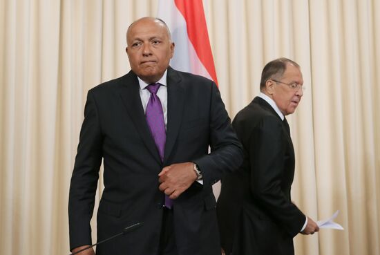 Russian Foreign Minister Sergei Lavrov meets with Egyptian Foreign Minister Sameh Shoukry