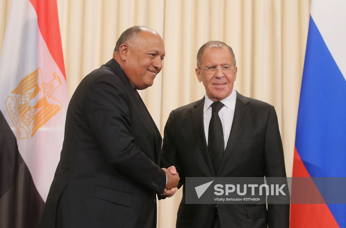 Russian Foreign Minister Sergei Lavrov meets with Egyptian Foreign Minister Sameh Shoukry