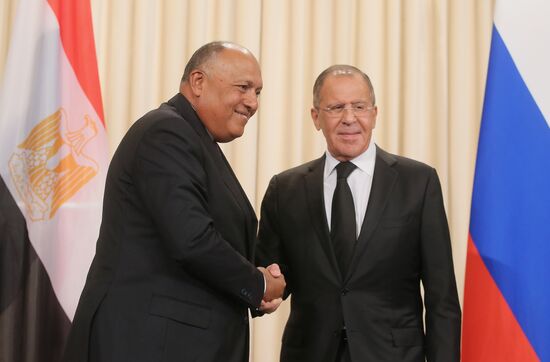 Russian Foreign Minister Sergei Lavrov meets with Egyptian Foreign Minister Sameh Shoukry