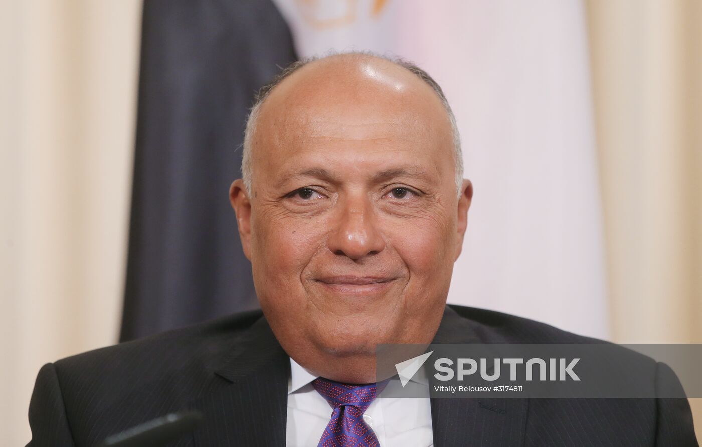 Russian Foreign Minister Sergei Lavrov meets with Egyptian Foreign Minister Sameh Shoukry