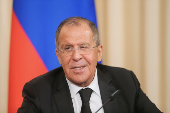 Russian Foreign Minister Sergei Lavrov meets with Egyptian Foreign Minister Sameh Shoukry