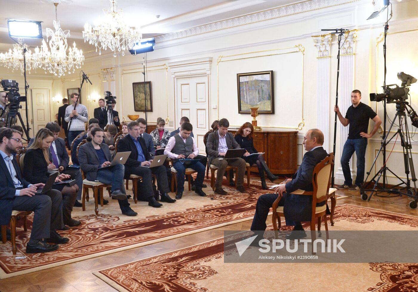 Vladimir Putin meets with journalists at Novo-Ogaryovo residence