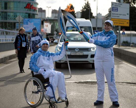 Paralympic torch relay. Sochi. Day Two