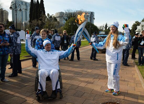 Paralympic torch relay. Sochi. Day Two