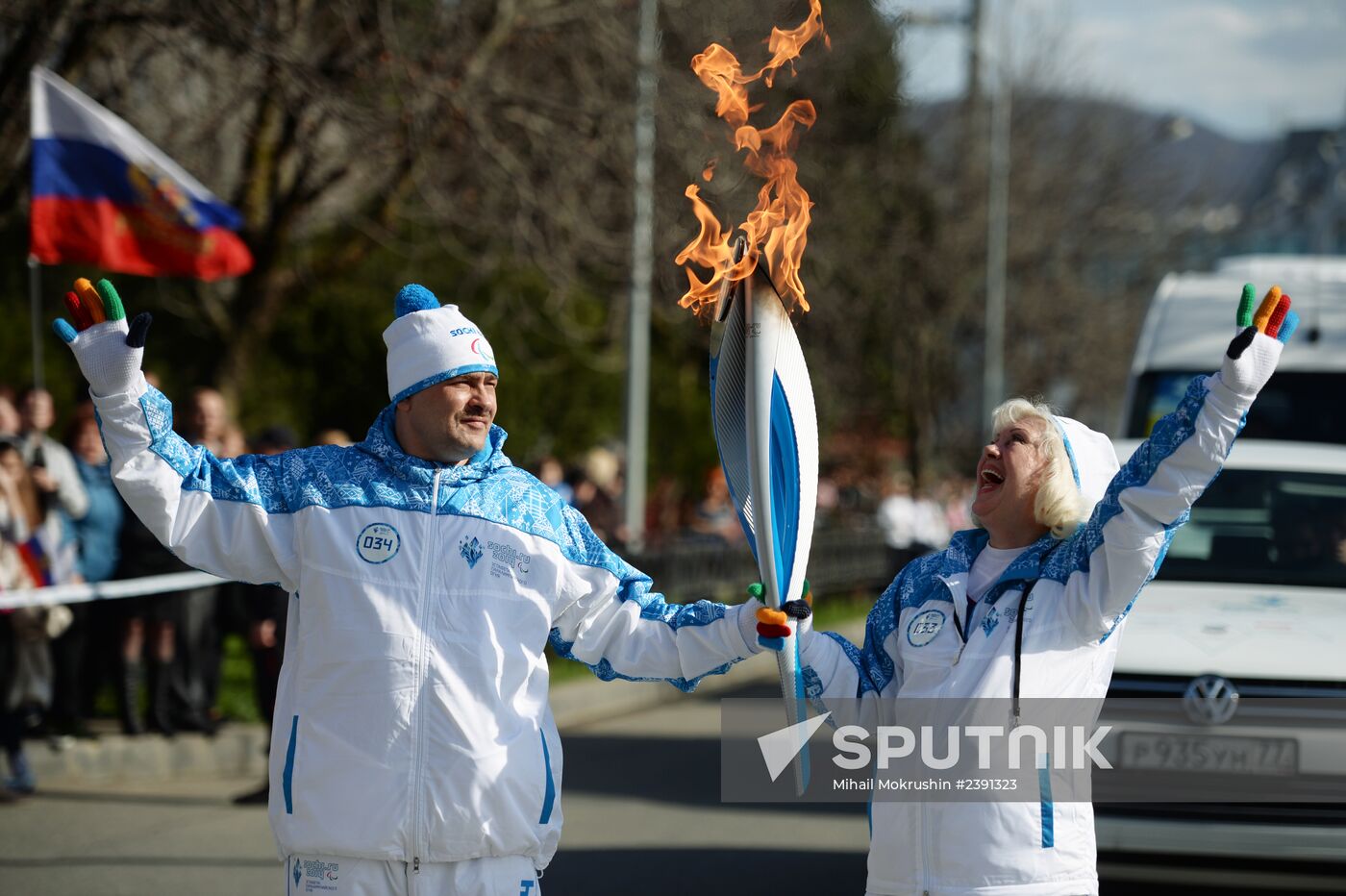 Paralympic flame realy. Sochi,. Day Two