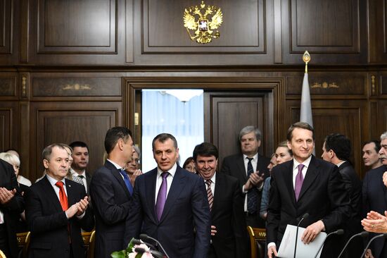 State Duma speaker meets with Crimean deputies