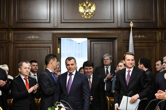 State Duma speaker meets with Crimean deputies