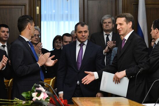 State Duma speaker meets with Crimean deputies
