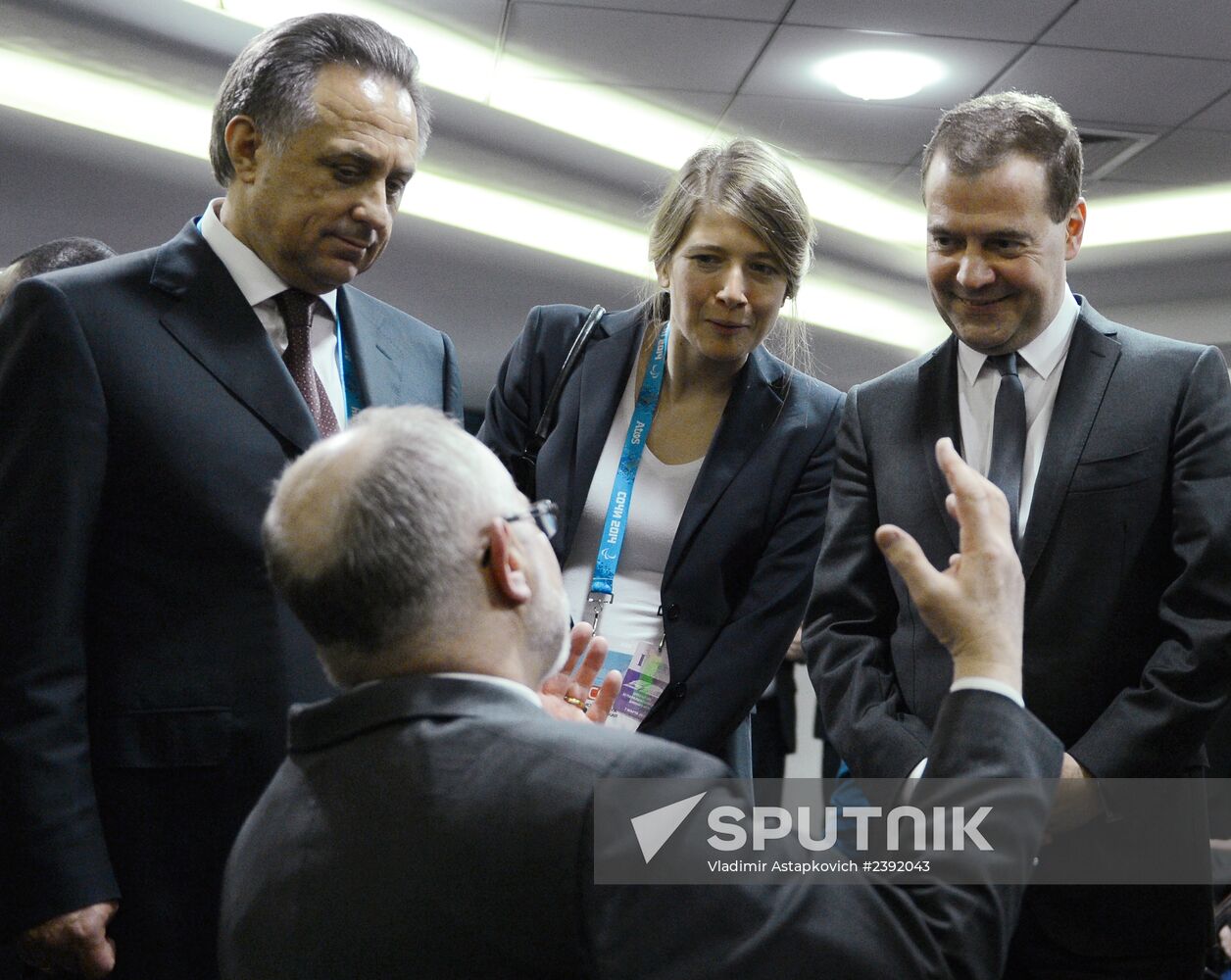 Dmitry Medvedev before opening ceremony of Sochi 2014 Winter Paralympic Games