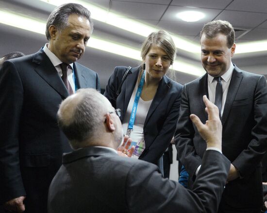 Dmitry Medvedev before opening ceremony of Sochi 2014 Winter Paralympic Games