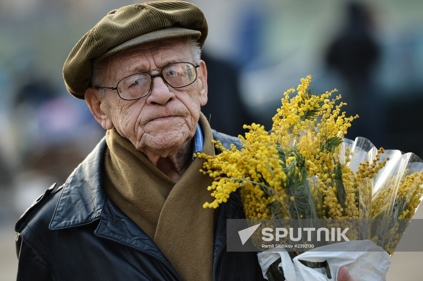 Selling flowers prior to International Women's Day