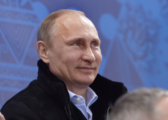 Vladimir Putin attends ice sledge hockey match between Russia and Republic of Korea