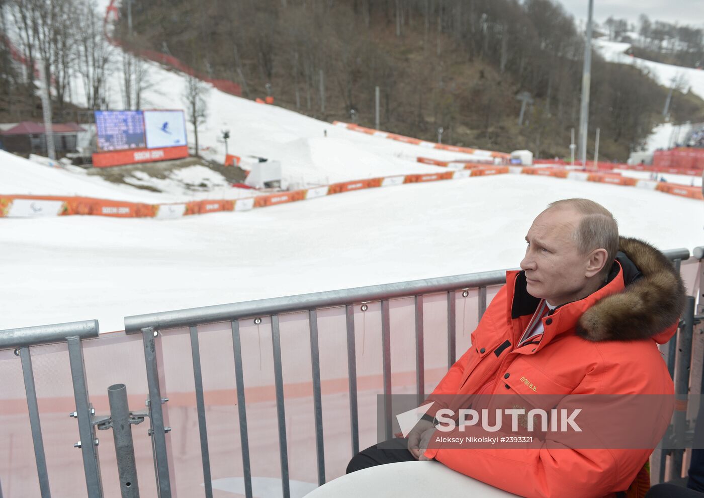 Vladimir Putin attends paralympic Alpine skiing competitions