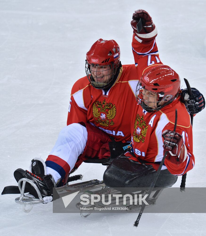 2014 Winter Paralympics. Ice sledge hockey. Russia vs. Italy