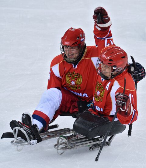 2014 Winter Paralympics. Ice sledge hockey. Russia vs. Italy