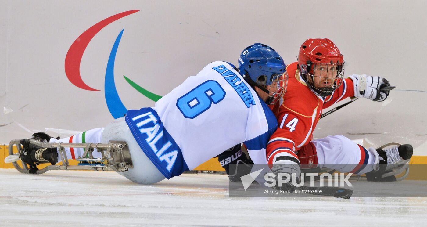 2014 Winter Paralympics. Ice sledge hockey. Russia vs. Italy
